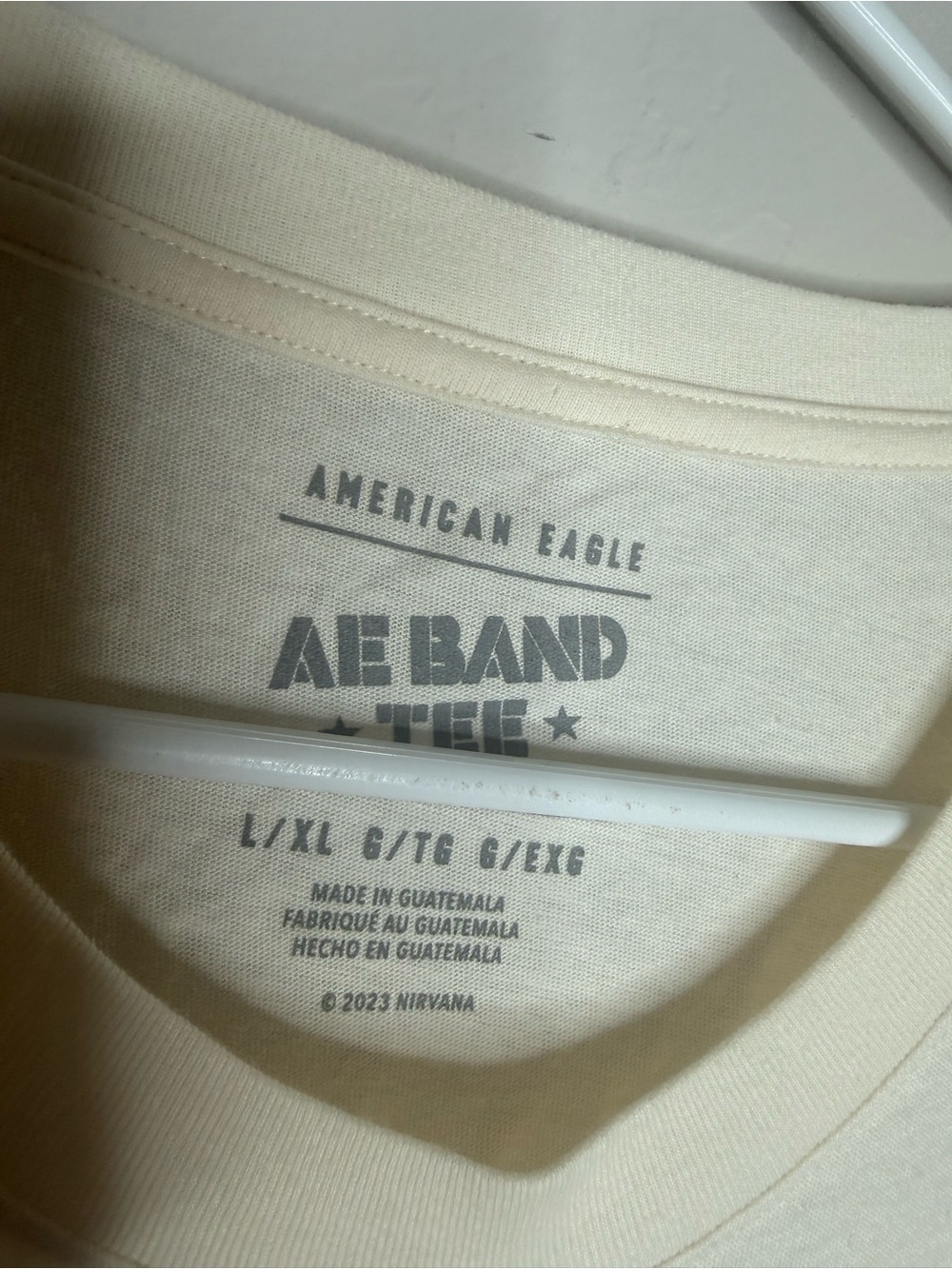 American Eagle AE Band Tee oversized Nirvana size L/XL ivory pink - Picture 2 of 4